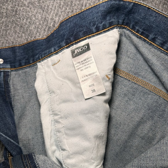 JNCO Jeans Men 38x32 Black Crown 85 Baggy Wide Leg Embroidered Denim Y2K Vintage - Picture 8 of 12